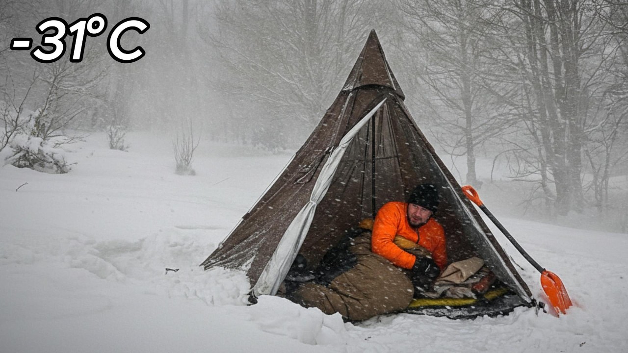 2 Days Surviving in the Deep Forest After a -31°C Snowstorm | Winter Camping