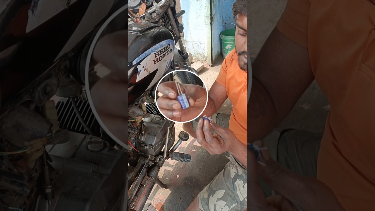 capacitor instead of battery 🧑&zwj;🔧🏍️. #minivlog #automobile #heromotocorp #vlog #youtubeshorts #mac...