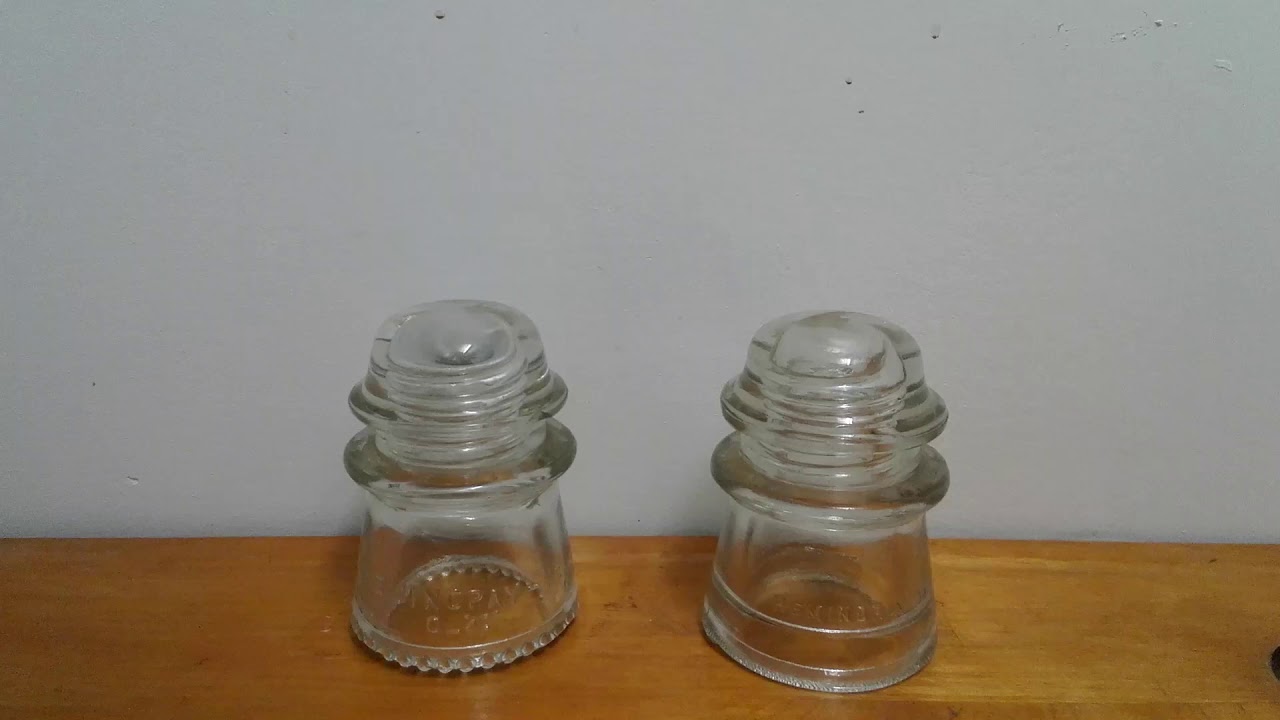 Hemingray 16 and 17 glass insulators.