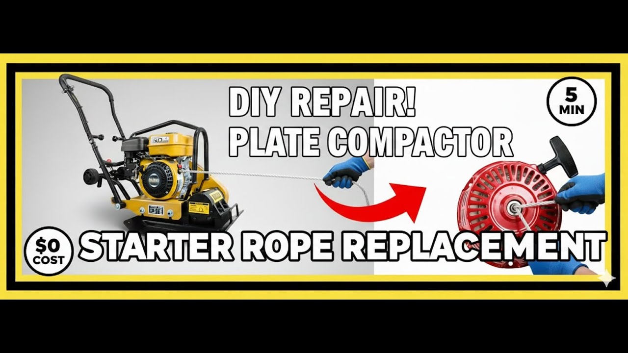Plate Compactor Recoil Starter Repair - How to Replace Pull Cord (Honda GX160 GX200 & Similar)