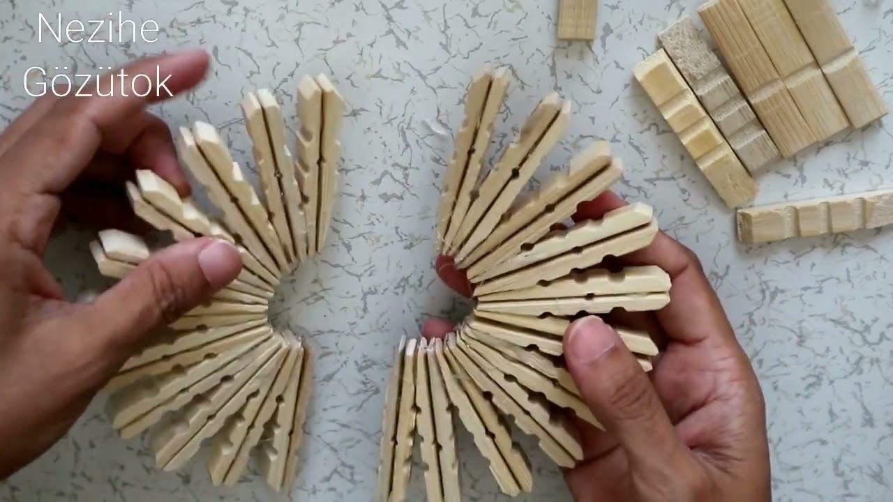 ahşap mandal ile çok şık ikili takım nihale ve peçetelik yapımı