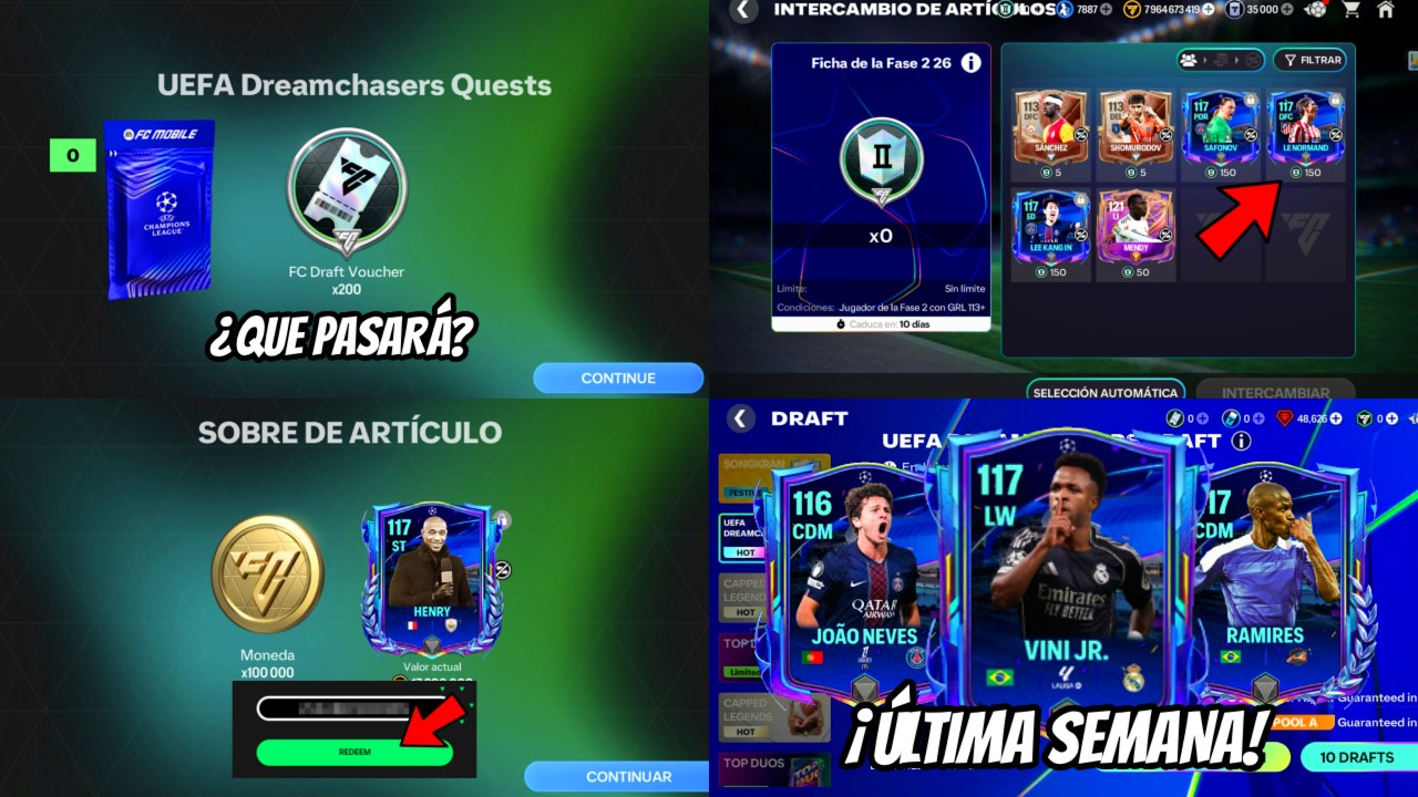 &iexcl;REGALO POR EL BUG DE 200 CUPONES, C&Oacute;DIGO DE REGALO, GRL 117 ERROR + &Uacute;LTIMO DRAFT UCL! FC MOBILE