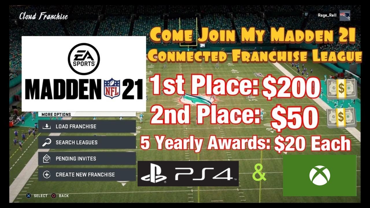 Come Join My PS4 / Xbox Connected Franchise League For Madden 21!