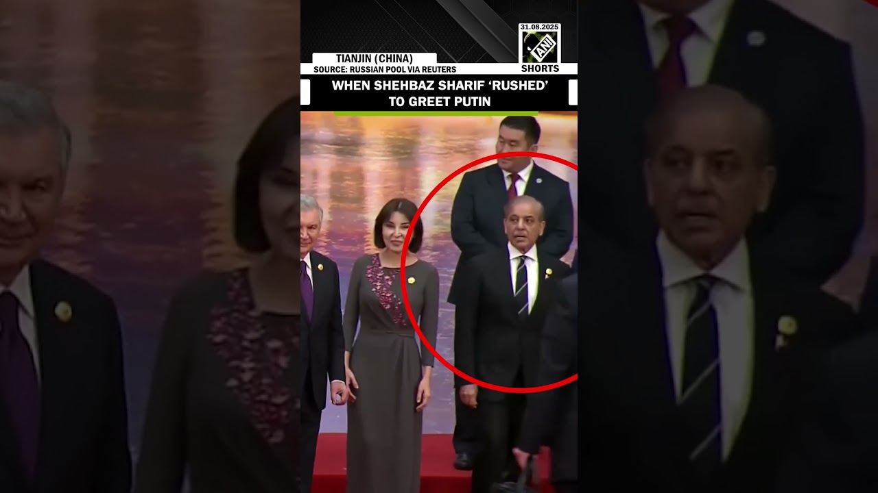 Shehbaz Sharif rushes to greet President Putin after world Leaders Family Photo at SCO Summit