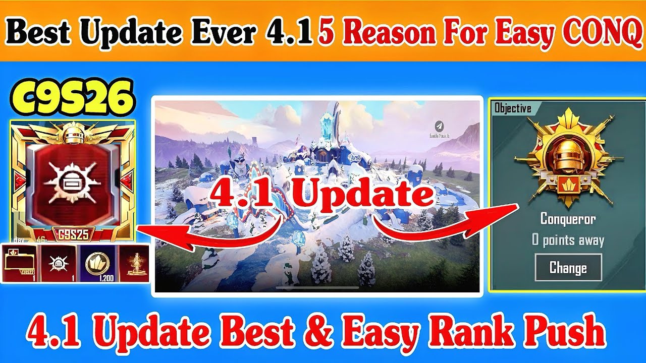 🇮🇳Best 4.1 Update 5 Reason For Easy CONQ⁉️BGMI/PUBG 4.1 Update Conqueror Rank Push Tips & Tricks✅