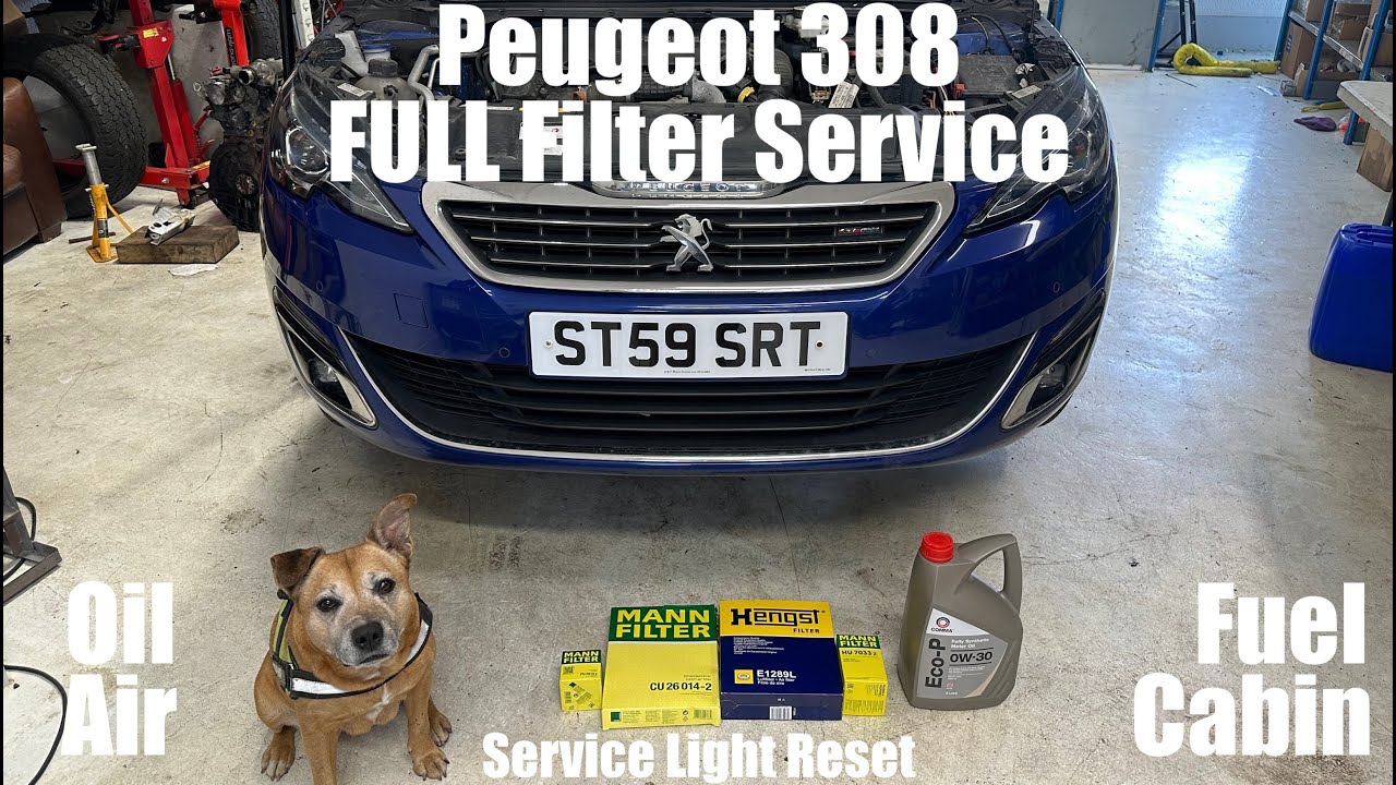 2017 Peugeot 308 1.6 HDi Full Filter Oil Air Fuel Cabin Service - How To DIY