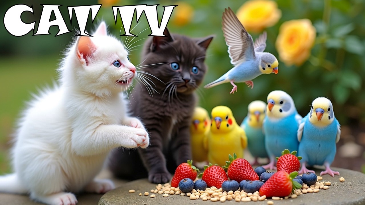 Телевизор для кошки, чтобы снять стресс 😻 В саду так много птиц 🐦 Успокаивает кошку, снимает трев...