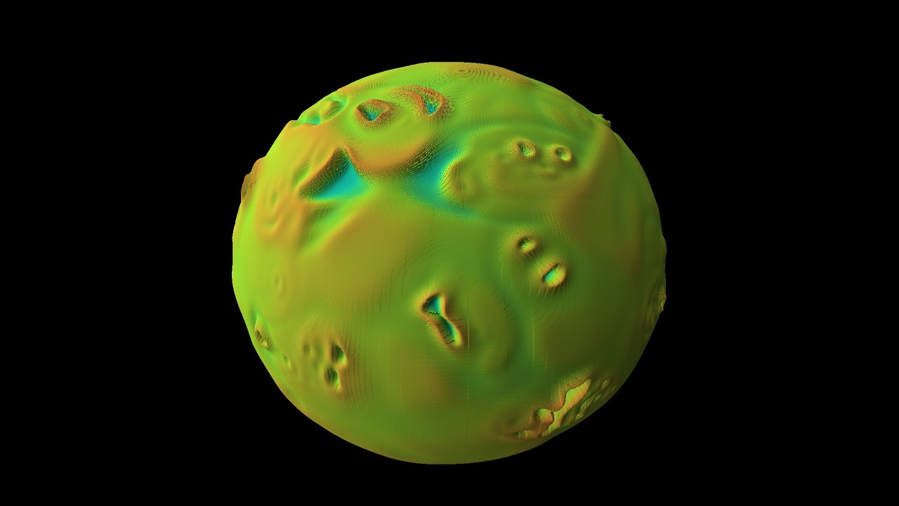 Space-time chaos in the Gray-Scott model on the sphere