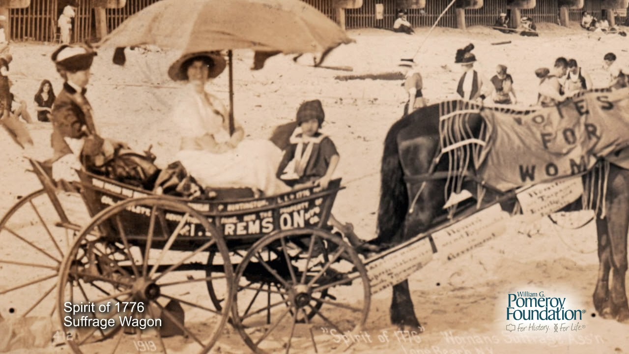 Spirit of 1776 Suffrage Wagon - History Happened Here Historic Marker Vignette