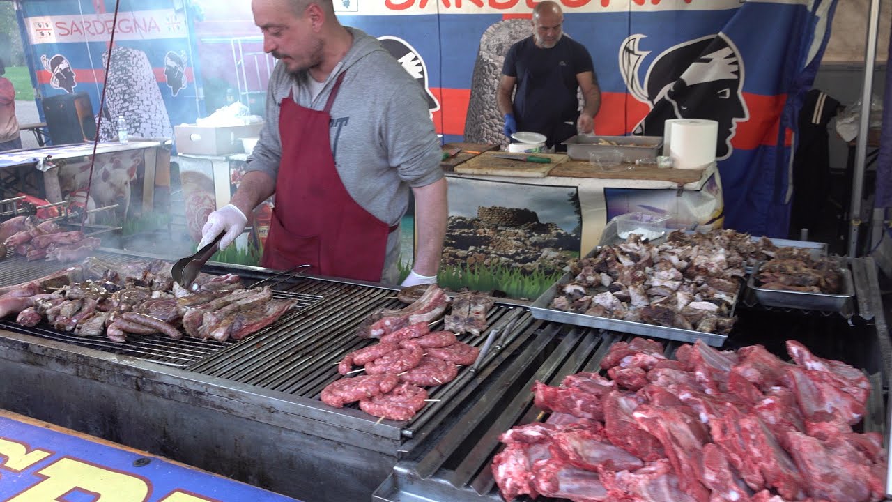 Italy Street Food from Sardinia. Big Grills and Roasts