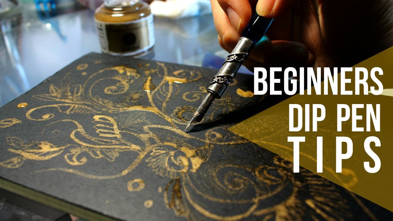 GOLD INK / Dip Pen on MOLESKINE Cover Drawing