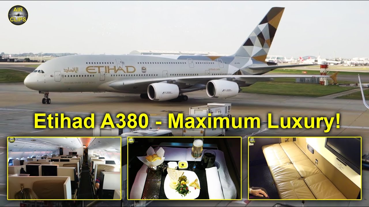 Etihad A380: Business Class, First Class APARTMENT & SHOWER views [AirClips full flight series]
