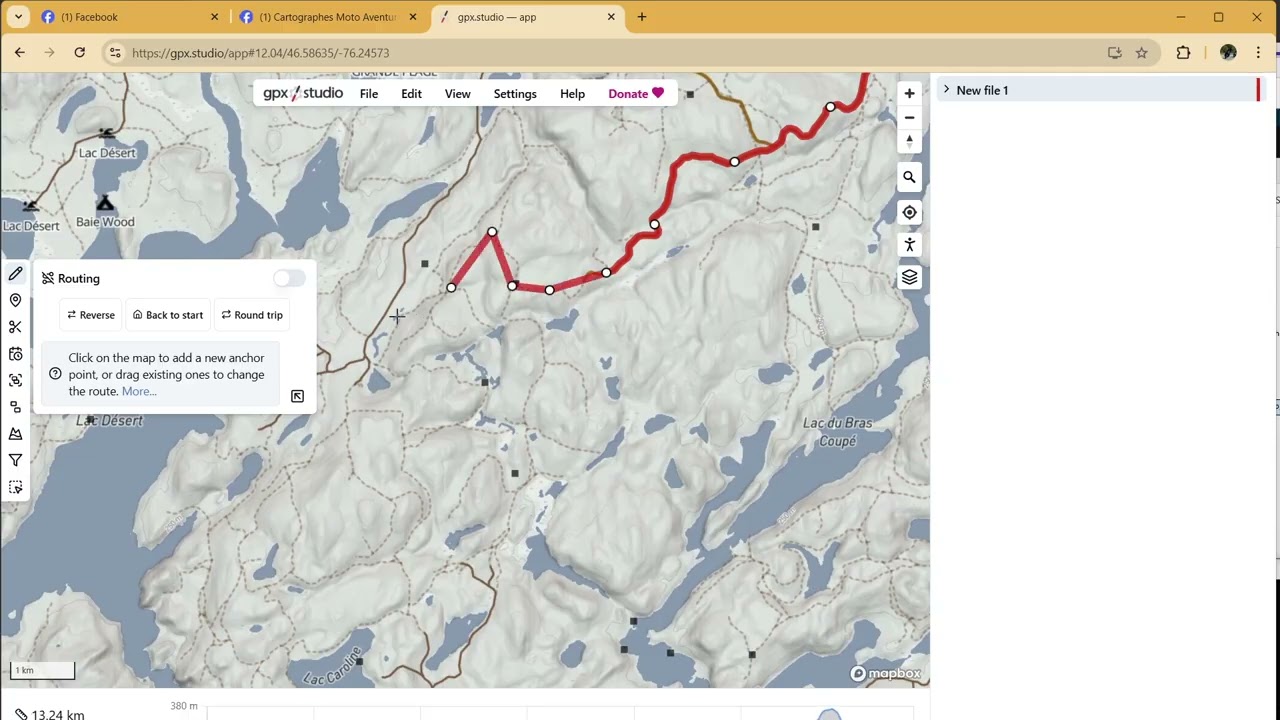 Routing vs Vol d'oiseau GPX Studio