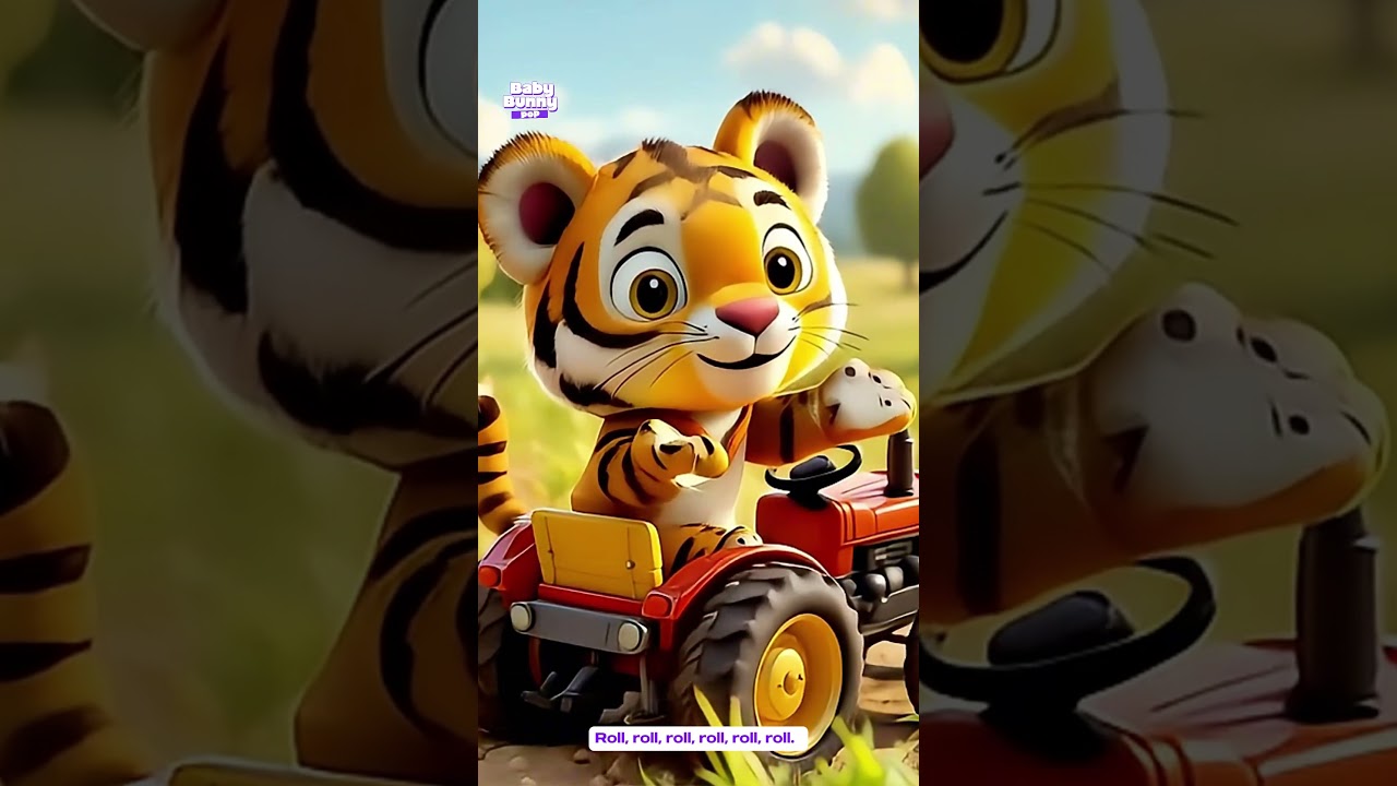 Rolling Through🚜Tractor Time Tiger’s Farm Ride🛻🐯| Nursery Rhymes for kids | BABY BUNNY POP 🐯
