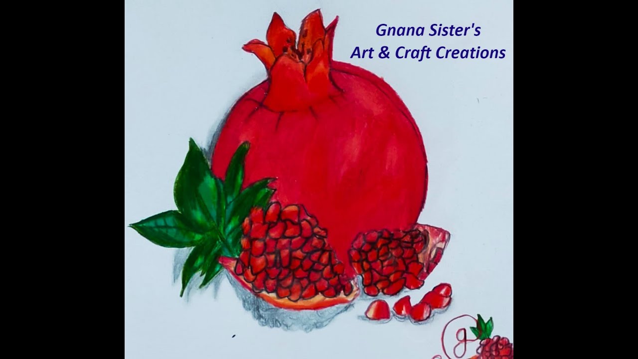 How to draw a  Pomegranate with color pencils//Pomegranate color pencil sketch #pomegranatedrawing