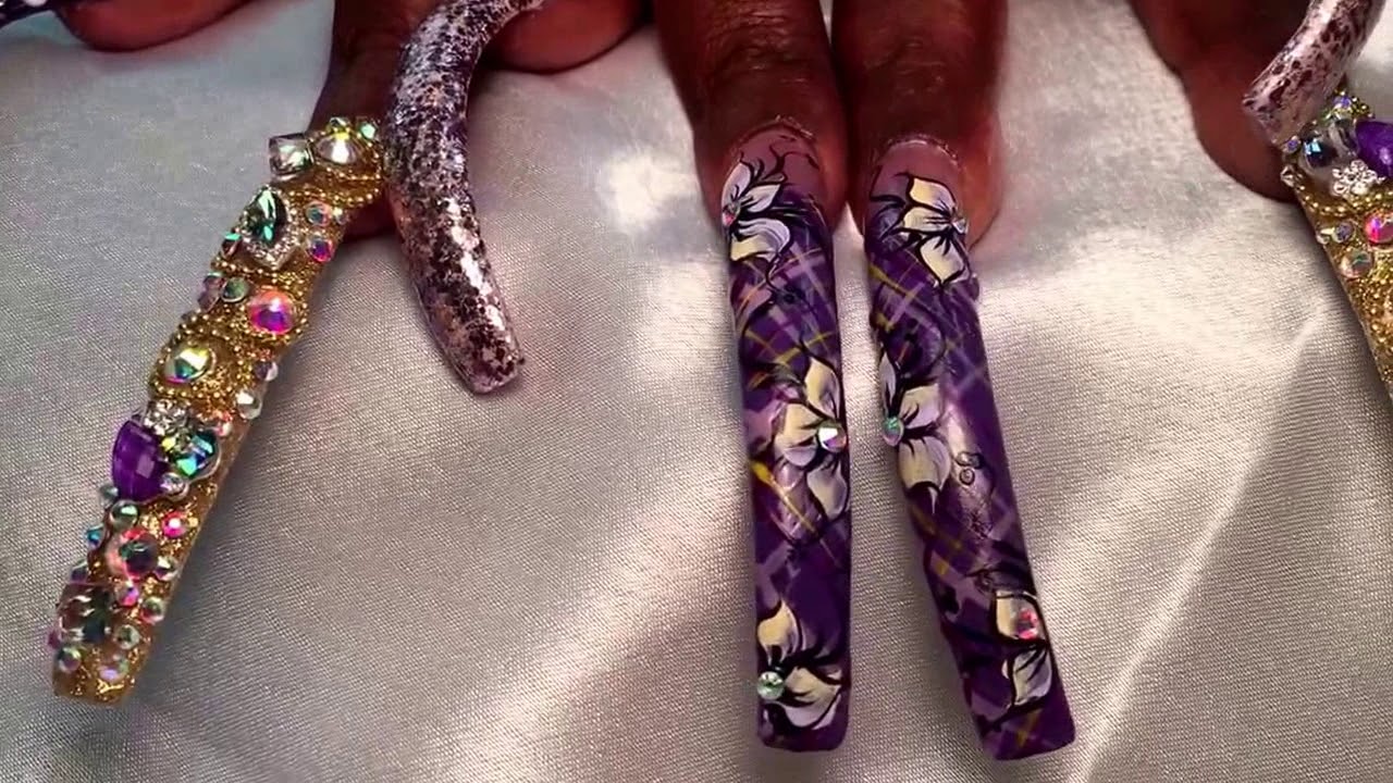 Purple Fury Blinged Out Nails