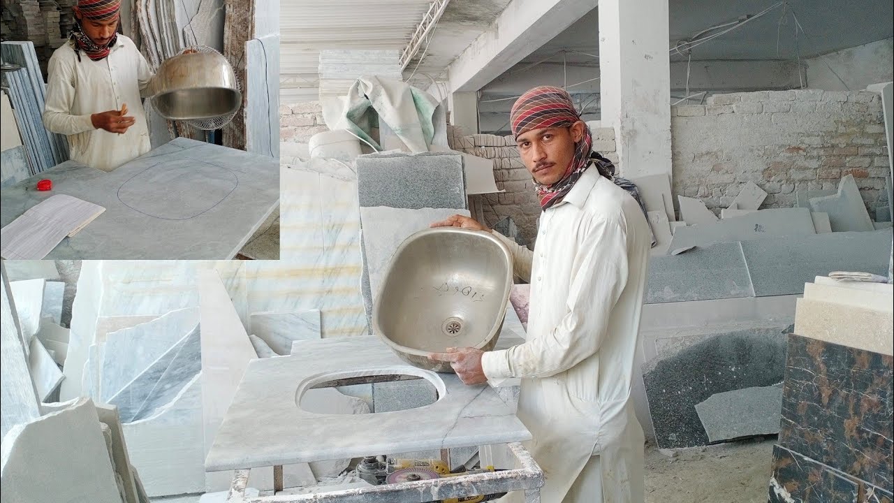 How to Cuting Contertop Marbel ||For kitchen Sink in Marbel Factry Pakistan.
