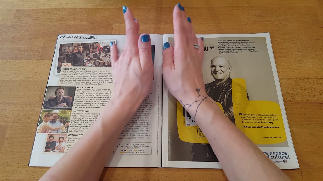 ASMR le magasine Femina avril. Tapping, tracing, chuchotements, petit moment détente