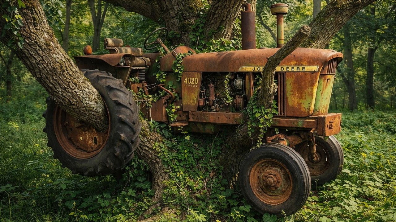 This 1964 John Deere 4020 Was Swallowed by a Tree for Decades… Full Restoration