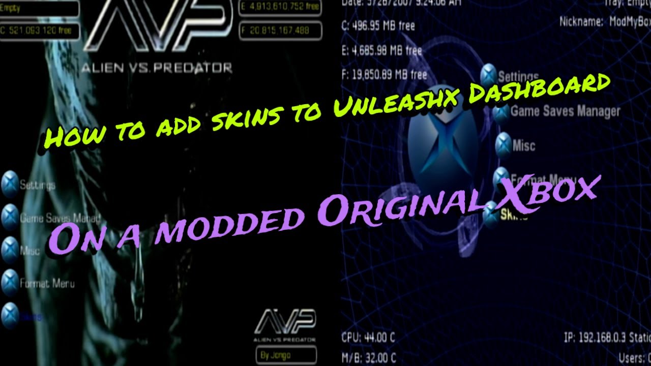 How to add Skins to the UnleashX Dashboard on a modded original Xbox.
