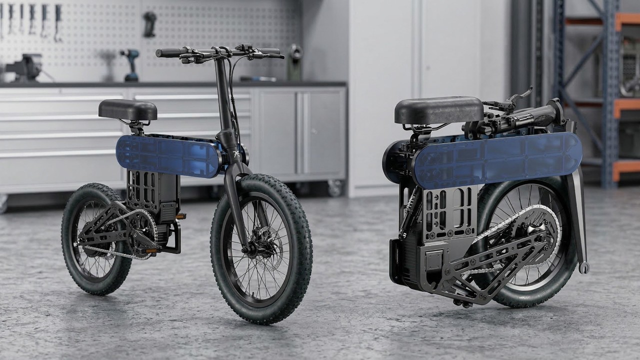 This TinyCase Electric Motorcycle Folds Like Luggage!
