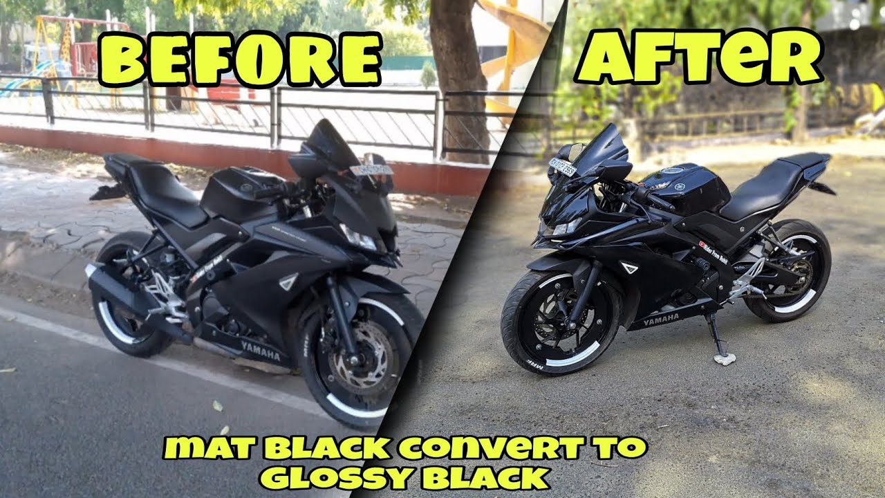 Yamaha r15s Mat black convert to glossy black | r15v3 modified all black | 