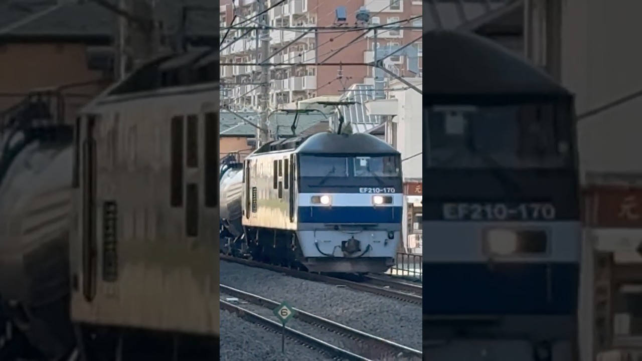 EF210-170が貨物列車として西国分寺駅4番線を通過するシーン