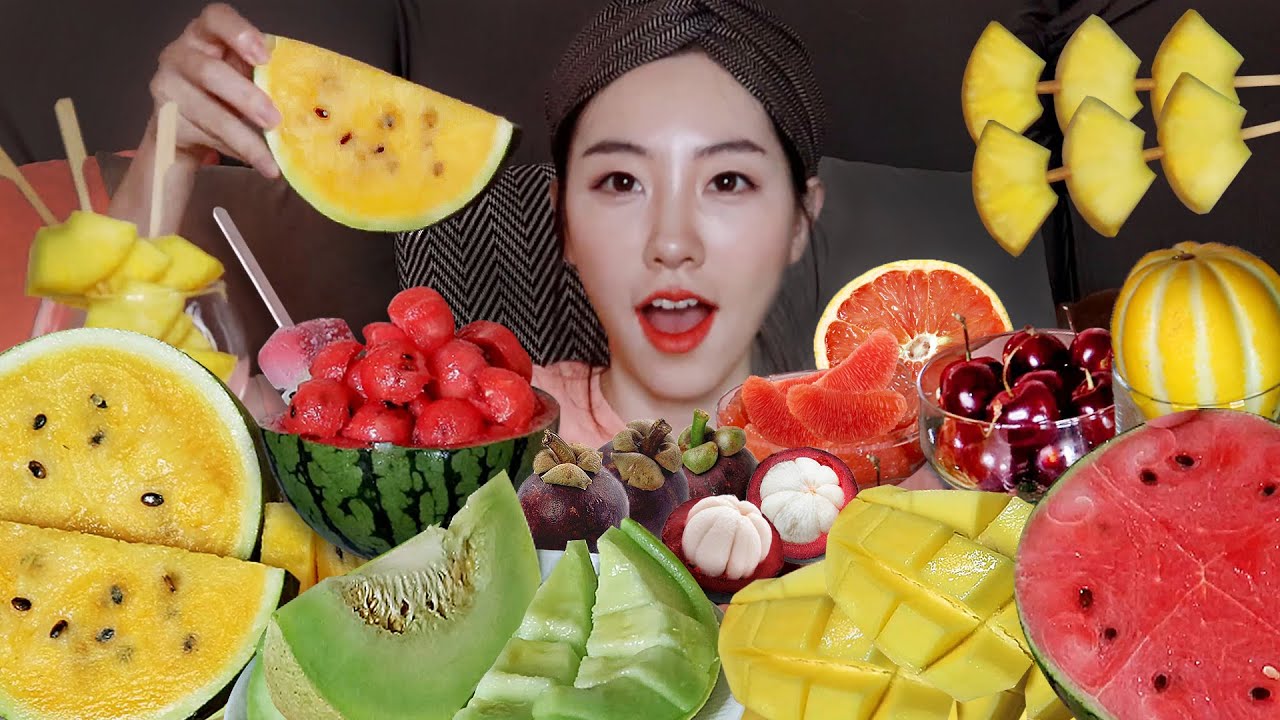 fruit🍒🍊🍍MUKBANG ASMR Mango&apple Watermelon/Melon/Pineapple/Cherry/Grapefruit/ Mangosteen