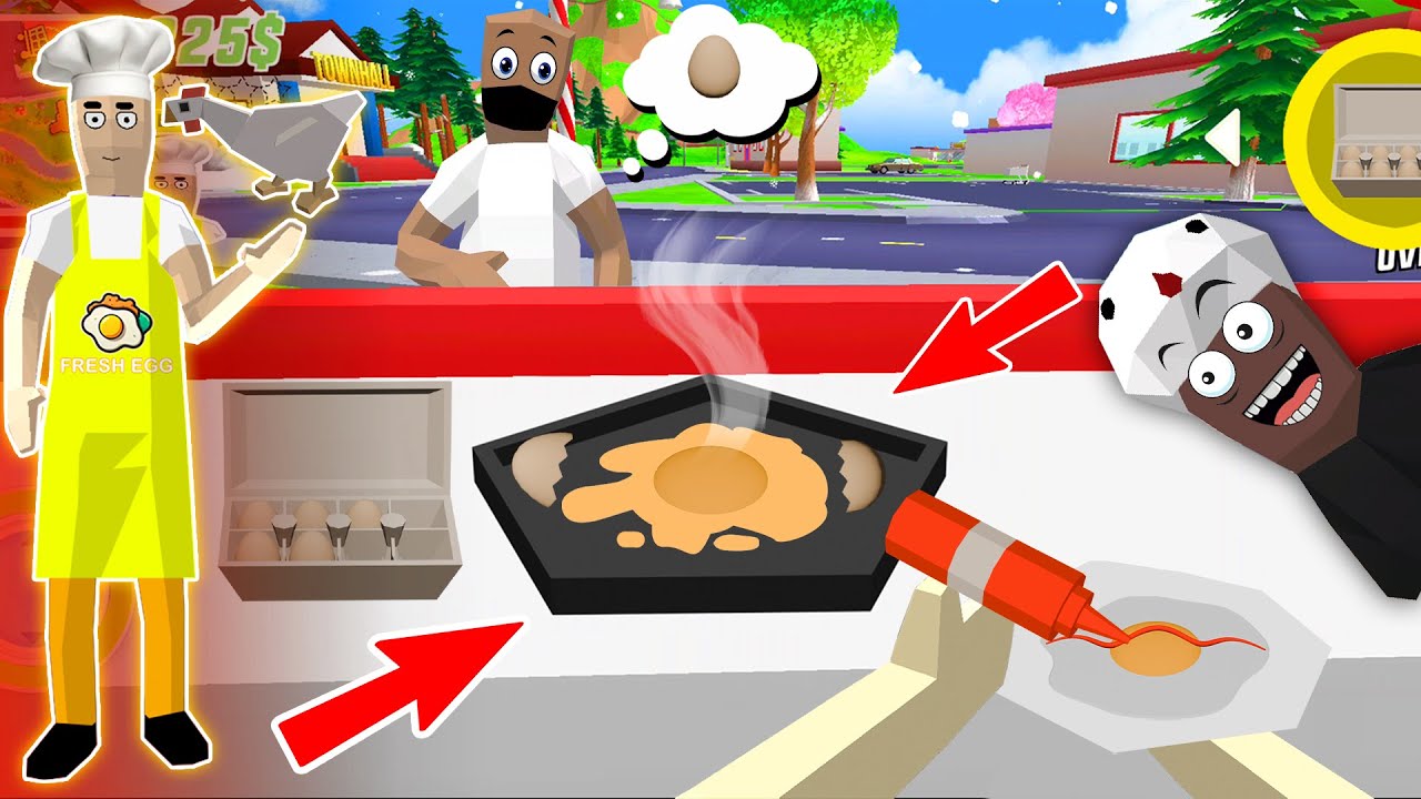 richie becomes a fried egg seller 🍳🥚 in dude theft wars