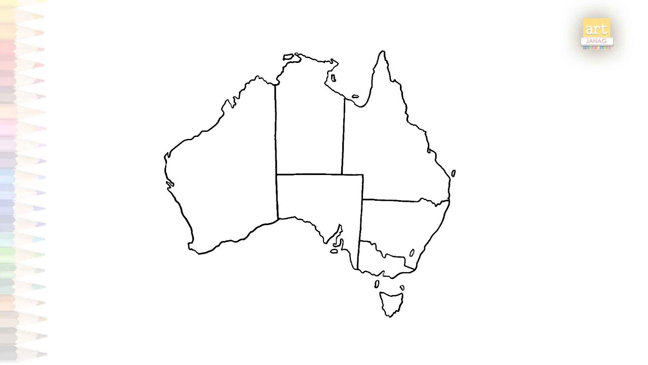 Australia Political Map drawing | Easy outline art | How to draw Australia map | #artjanag