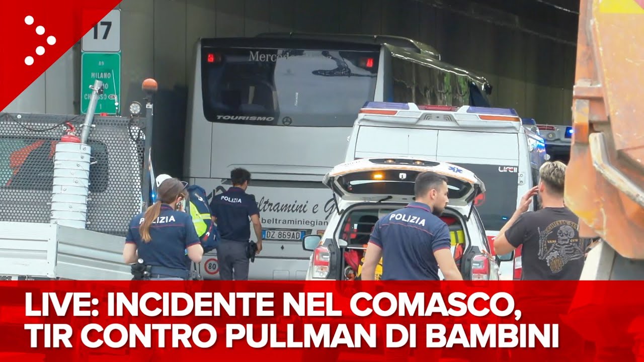 LIVE Incidente nel comasco. Camion contro pullman di bambini. Morta l'accompagnatrice: diretta video