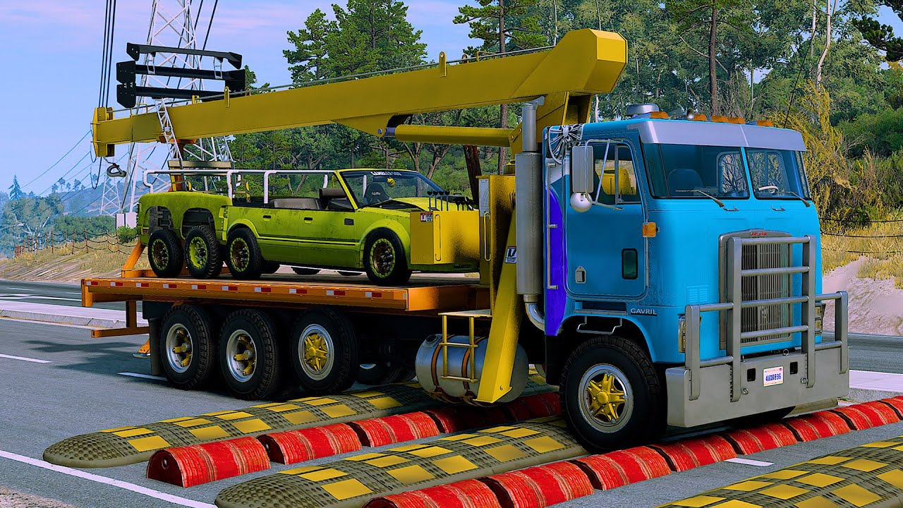 Trucks and Cars vs speed bumps | BeamNG Drive 547