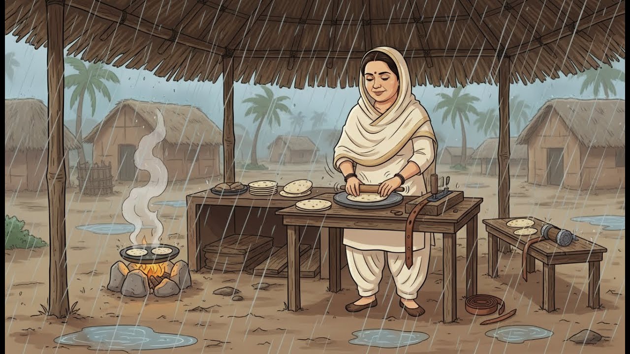 Cozy Rainy Peaceful Ghibli Morning | making chai paratha | Peaceful VILLAGE LIFE  Vibes ghibli style