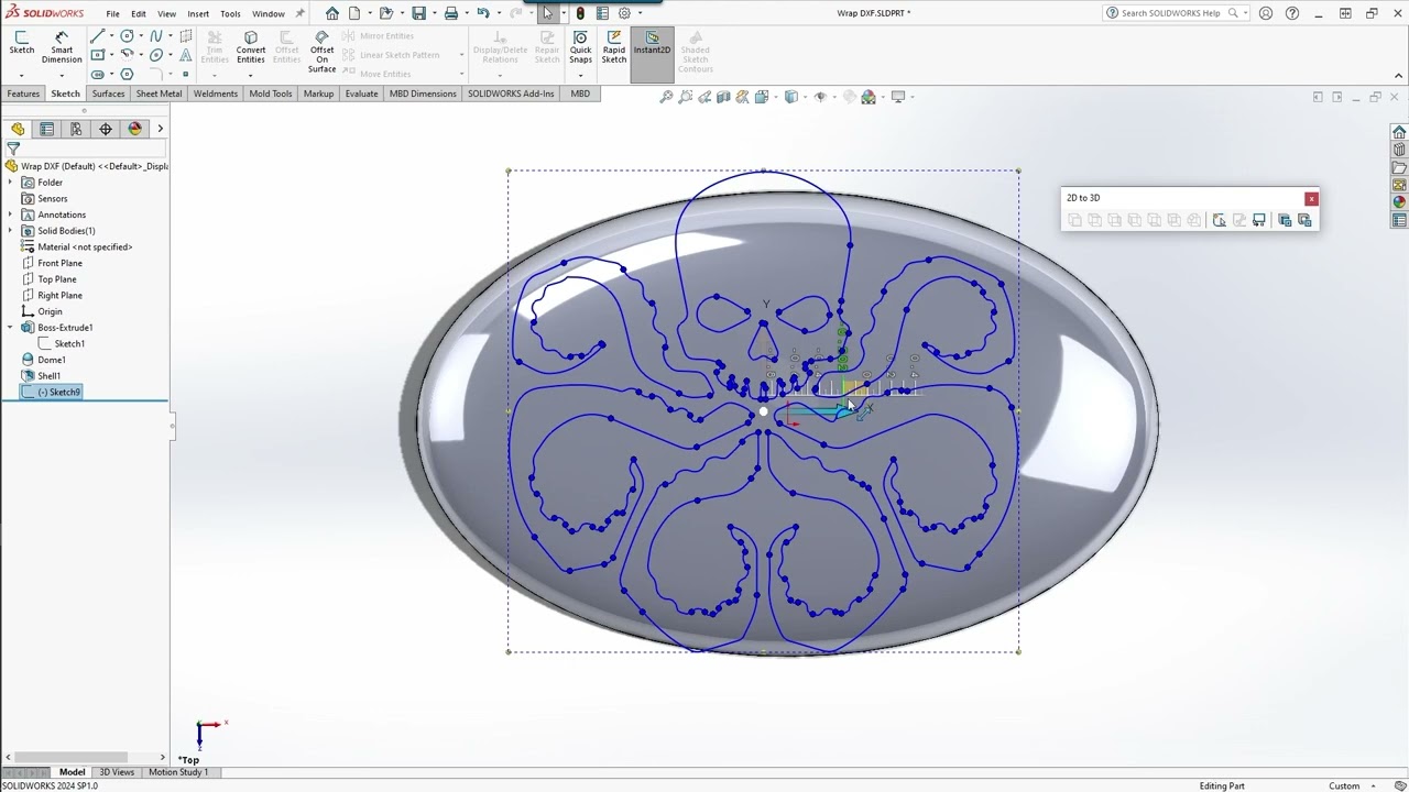 How to Wrap a DXF logo in SolidWorks