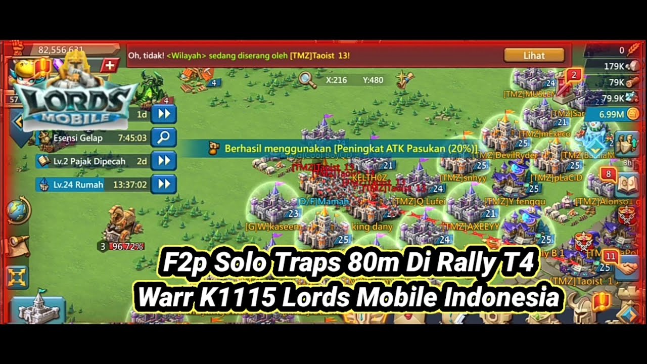 F2p Solo Traps 80m Di Rally T4 K1115 ||Lords Mobile Indonesia 2022