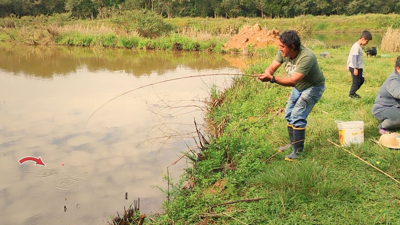 Muito PEIXE na VARINHA de BAMBU  - PESCARIA EM FAMÍLIA