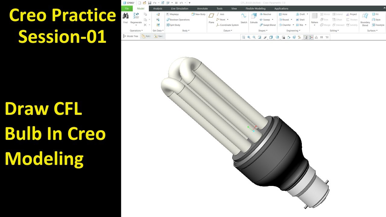 #01 Creo Practice Session- Draw CFL Bulb In Creo Modeling
