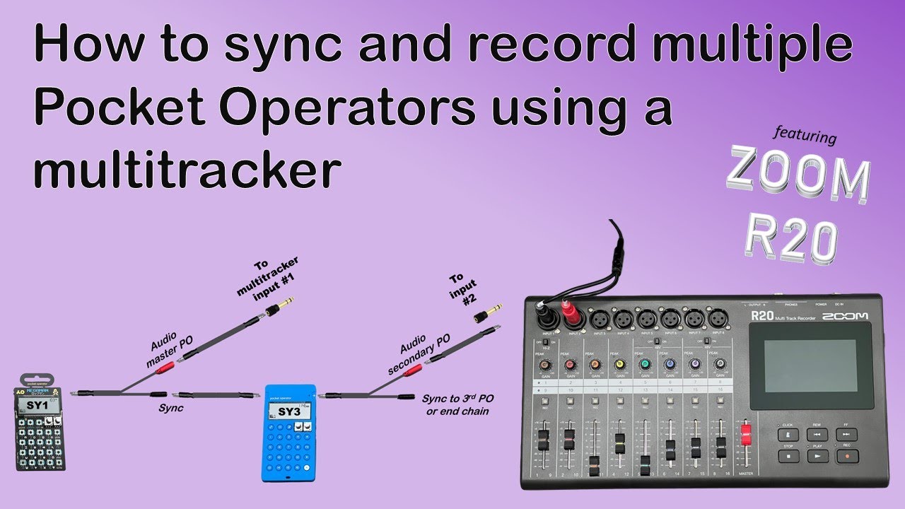 How to sync and record Pocket Operators using a multitracker recorder // PO-128s and Zoom R20
