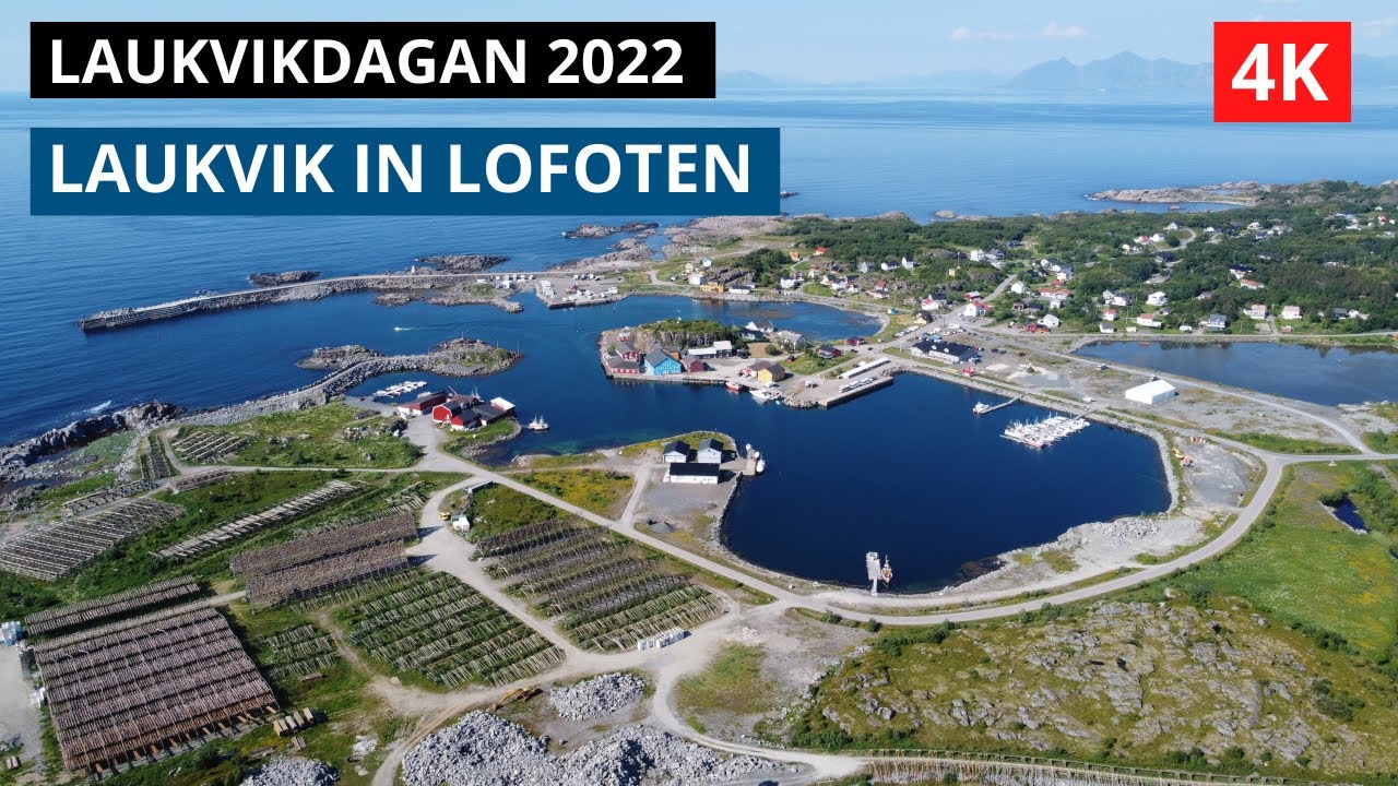 AMAZING Laukvik in Lofoten, Norway, by drone and boat - Laukvikdagan 2022 - Midnight sun - 4K
