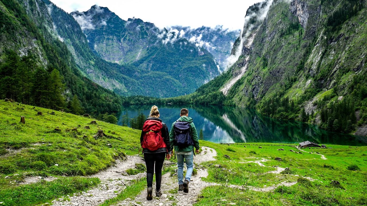 Hiking at Obersee, National Park Berchtesgaden, Germany
