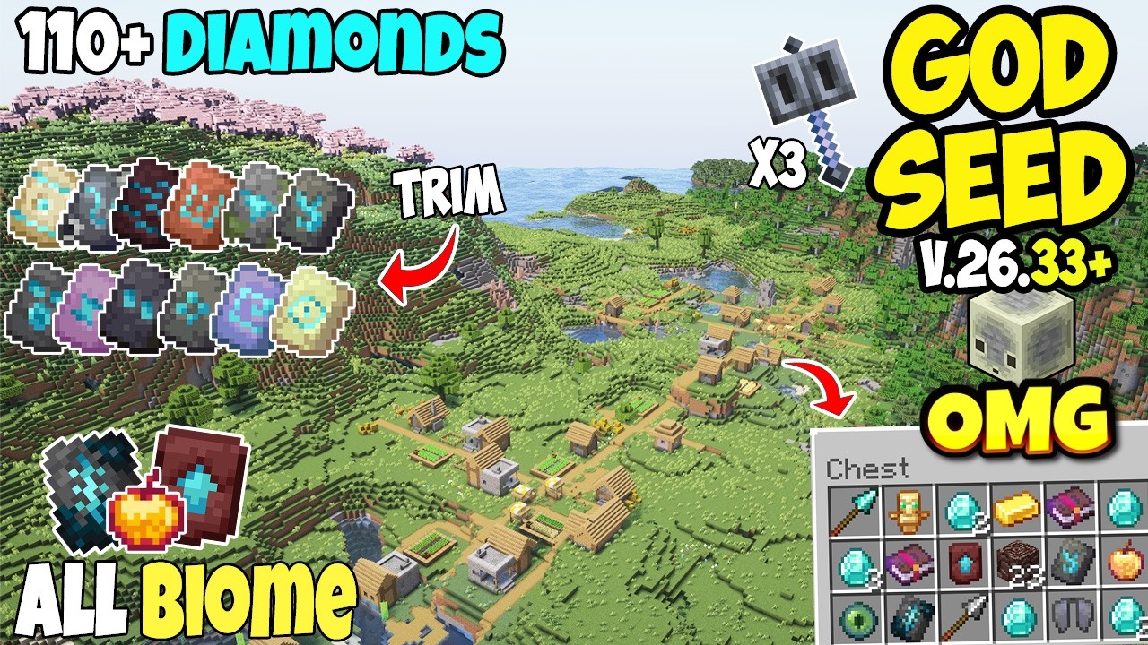 🔥Ultimate (God Seed) For Minecraft 26.33+ Bedrock & PE | All Biomes Seed+ Sulfur Cave & Armor Trims