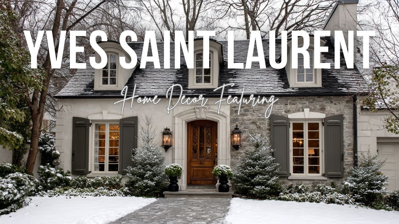 Timeless Winter French Country Style inspired by Yves Saint Laurent in taupe cream and olive