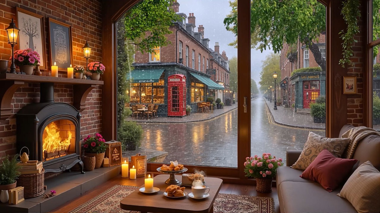 Весенний дождь в Лондоне. Кофейня ☕ Гимн джаза, фортепиано и камин.