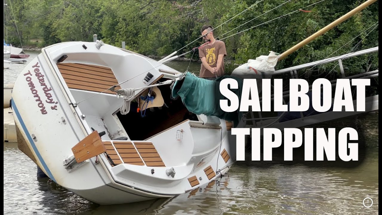 How To Replace Centerboard Keel Rope Line by Careening or Tipping Sailboat.