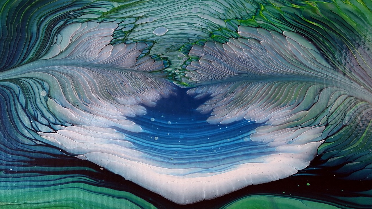 Oasis of Serenity ~ Feathery Acrylic Straight Pour