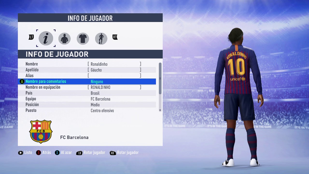 Cómo hacer a RONALDINHO en Clubes Pro FIFA 19
