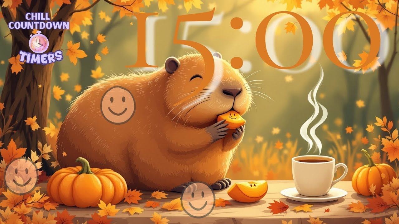 15 Min Fall Study & Relax Chill Countdown Timer | Your Cozy Capybara Focus Buddy