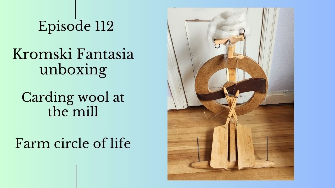 Handspinning yarn on a Kromski Fantasia spinning wheel and wool carding tonal roving (Episode 112)