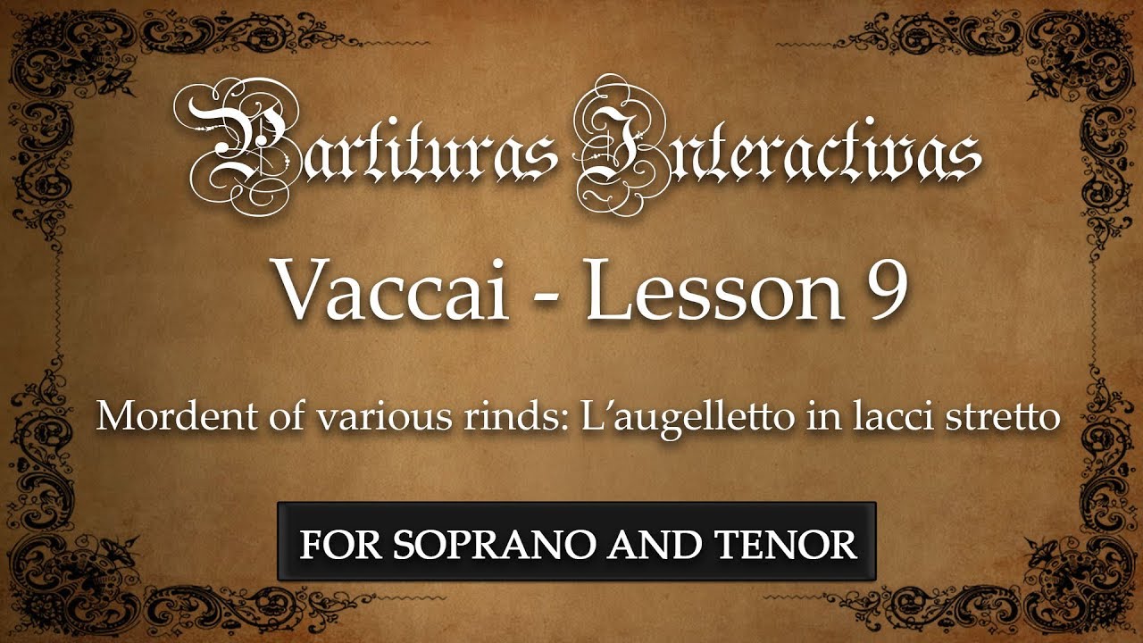 Vaccai KARAOKE FOR SOPRANO AND TENOR: Lesson 9 - The Mordent (L'Augelletto - Key: F Major)