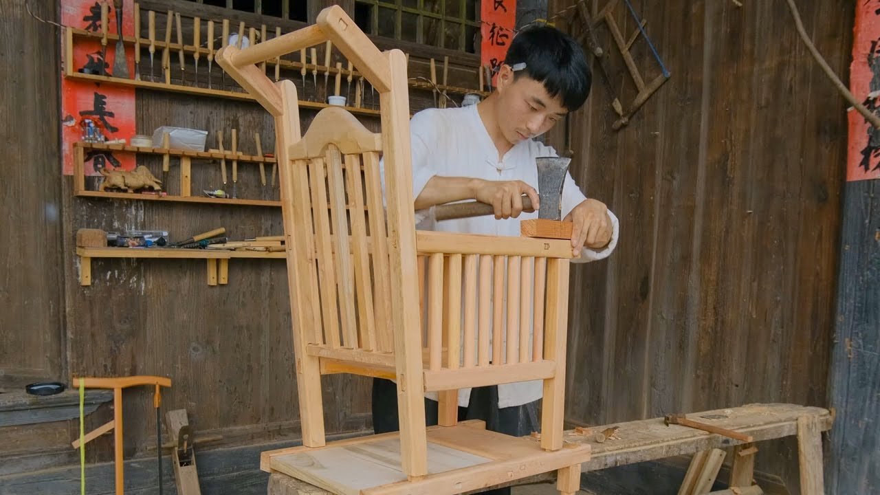 I made a wooden baby stroller for my son with wood｜Carpenter Anxu